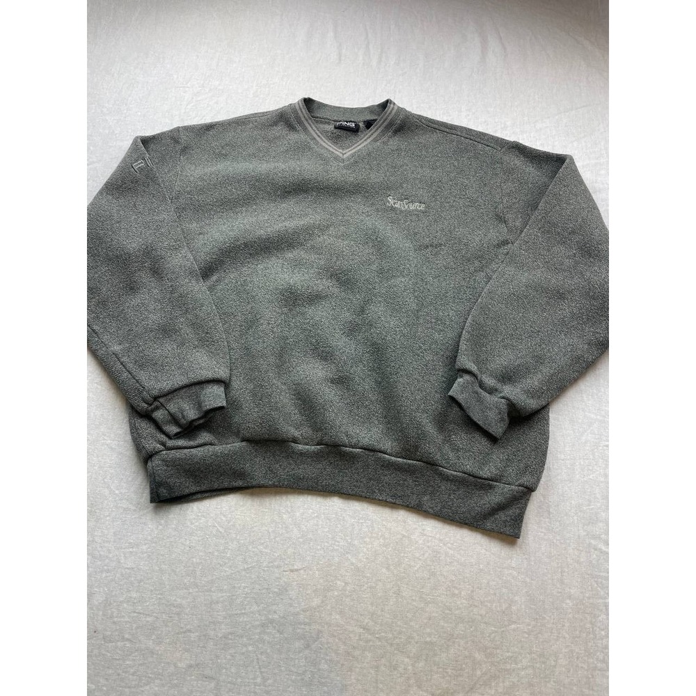 PING Collection‎ Sweater Mens Medium Gray Knit ScanSource V-Neck Pullover Golf